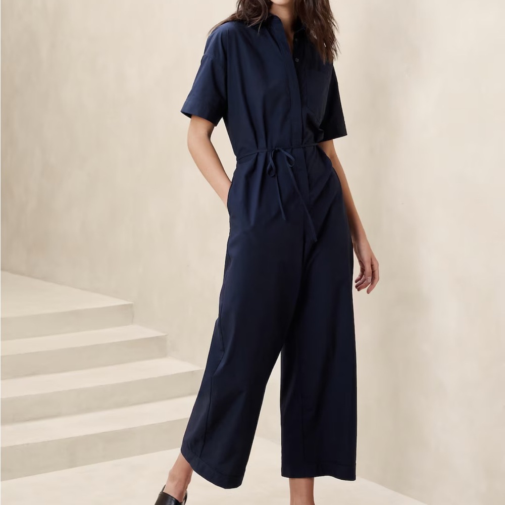 Navy Blue Women's Tie-Waist Jumpsuit